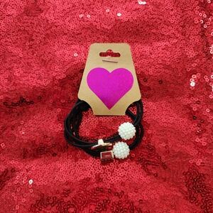 Black Faux Pearl and Beads Hair Ties